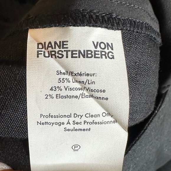 Diane von Furstenberg Black Linen Blend Pleat Front Flare Pants Size 8 DVF NWT - Picture 7 of 7